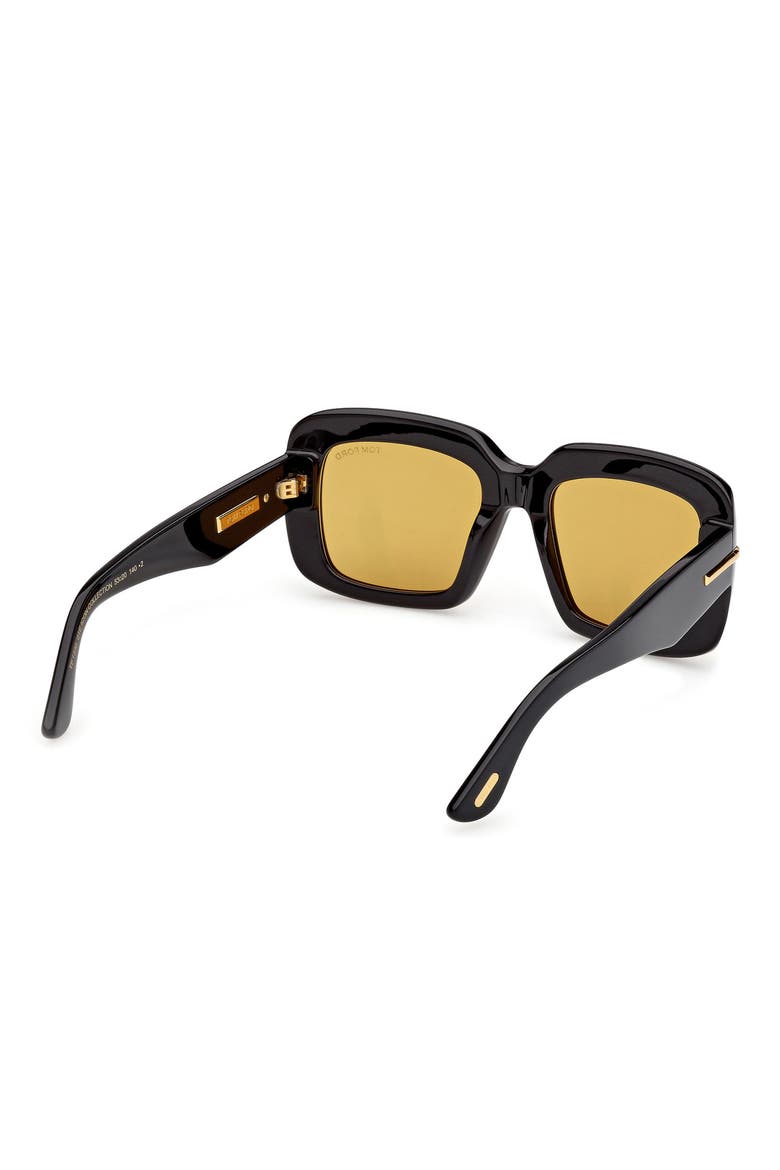 53mm Square Sunglasses, Alternate, color, BLACK / BAGUETTE / VICUNA LENS