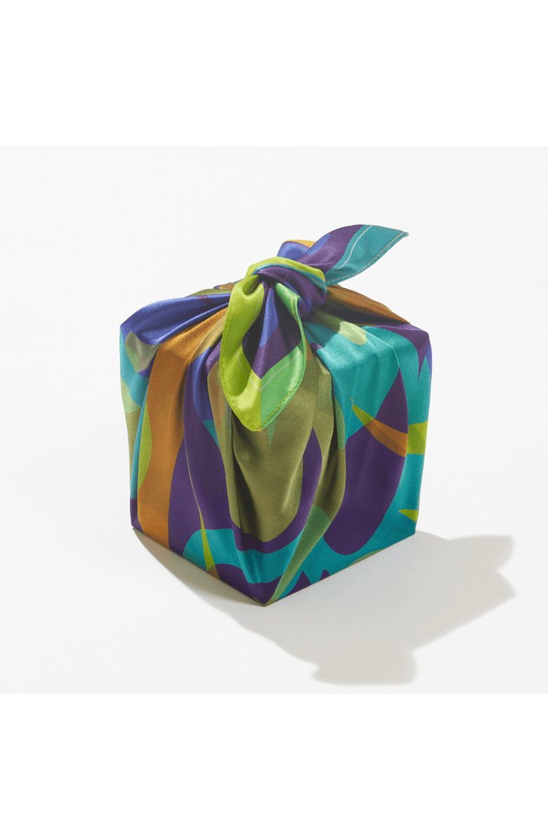 Wrappr Giftwrap Patient Shadow | 18" Mulberry Silk Furoshiki Wrap by Essery Waller, Alternate, color, Green