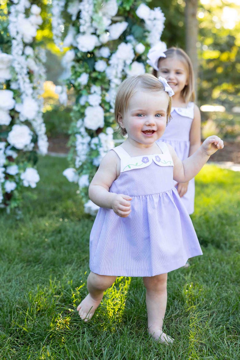 Pincord Romper with Flowers, Alternate, color, Lavender/White