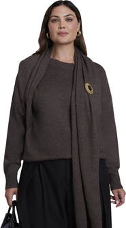 ELOQUII Brooch Detail Scarf Sweater