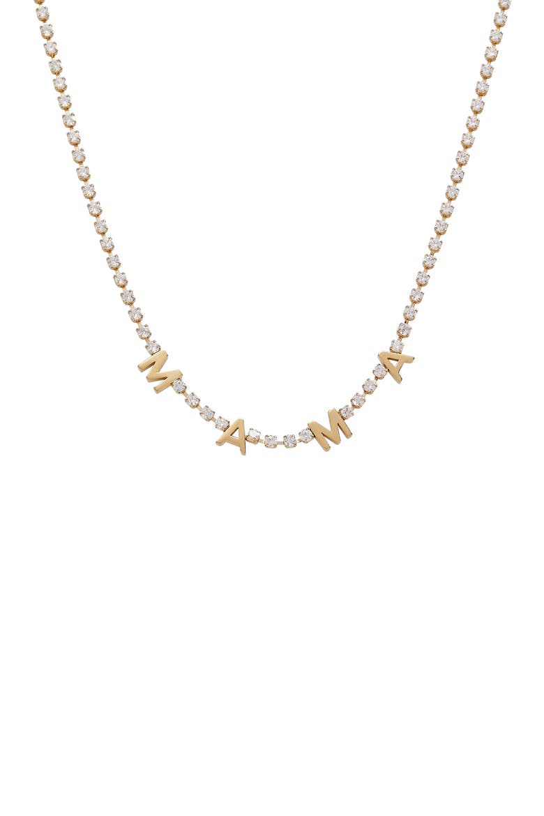 Mama Crystal Tennis Necklace, Main, color, Gold