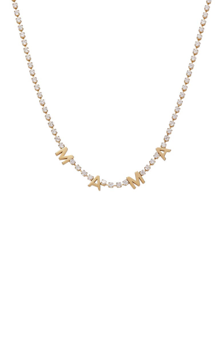 Alex and Ani Mama Crystal Tennis Necklace, Main, color, Gold