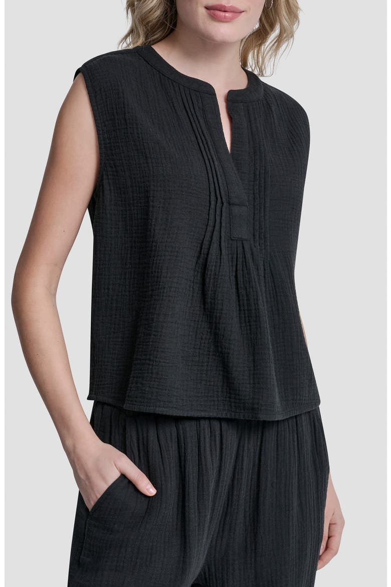 Double Crepe Gauze Sleeveless Top, Main, color, BLACK