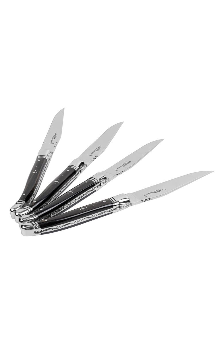 Goyon-Chazeau Set of 4 Laguiole Steak Knives, Alternate, color, Black