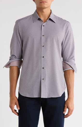 CONSTRUCT Geometric Slim Fit Stretch Button-Up Shirt