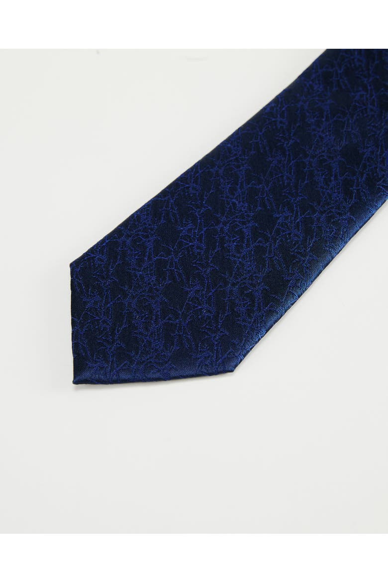 Bark Weave Silk Jacquard Tie, Alternate, color, Navy