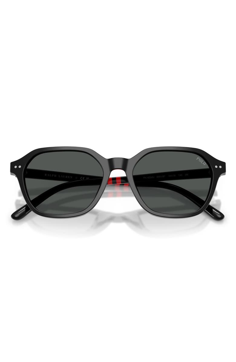 Polo Ralph Lauren 54mm Irregular Sunglasses, Alternate, color, Shiny Black / Dark Grey