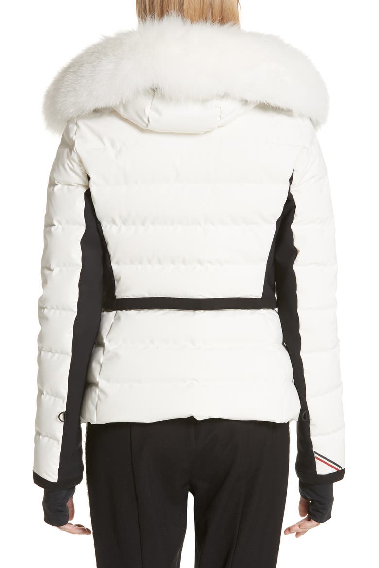 Lamoura Quilted Down Puffer Coat with Removable Genuine Fox Fur Trim, Alternate, color, WHITE