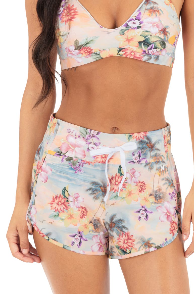 Scenic Sunset Aquas Cover-Up Shorts, Main, color, SHELL PINK MULTI