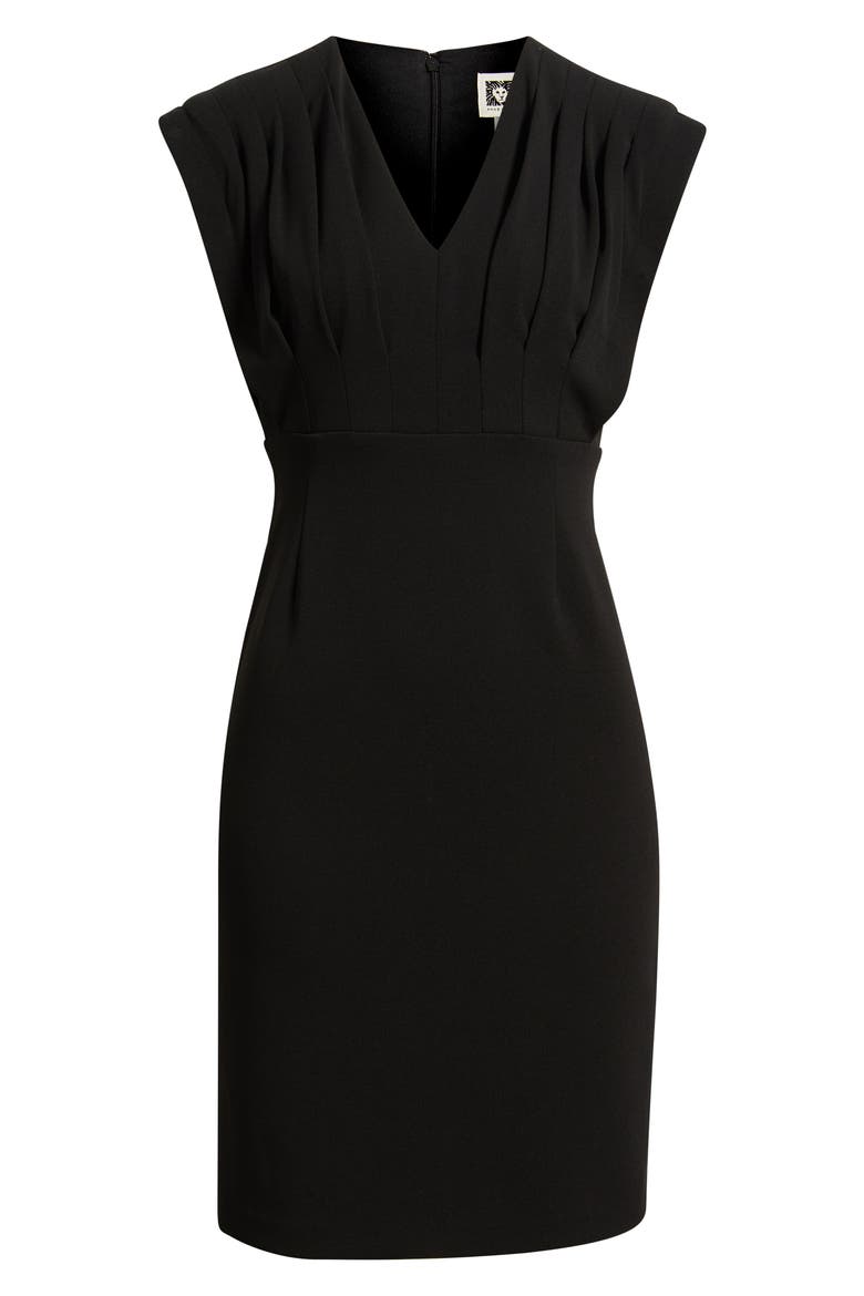 Pleated Bodice Sheath Dress, Alternate, color, ANNE BLACK