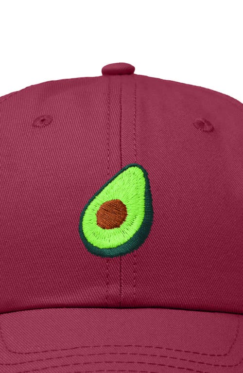 Dalix Avocado Embroidered Food Hat In Maroon