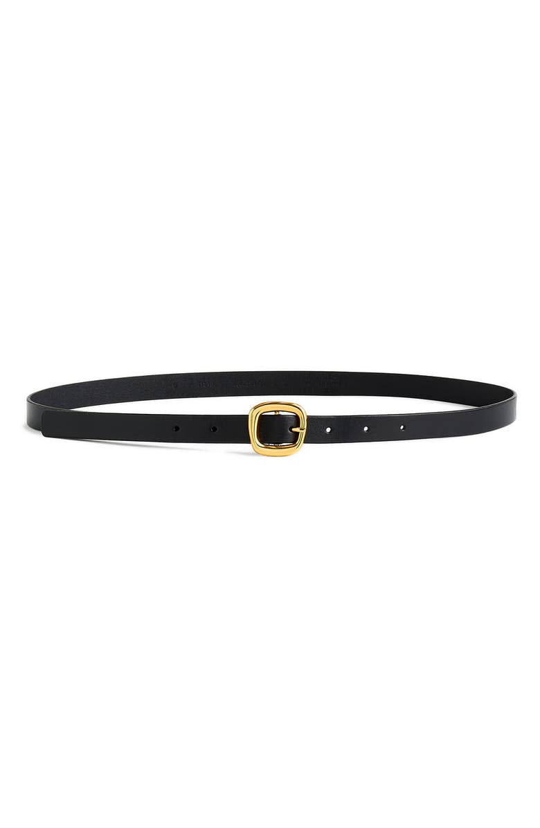 Madewell Puffy Buckle Skinny Leather Belt, Main, color, True Black