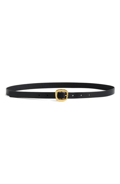 Shop Madewell Puffy Buckle Skinny Leather Belt In True Black