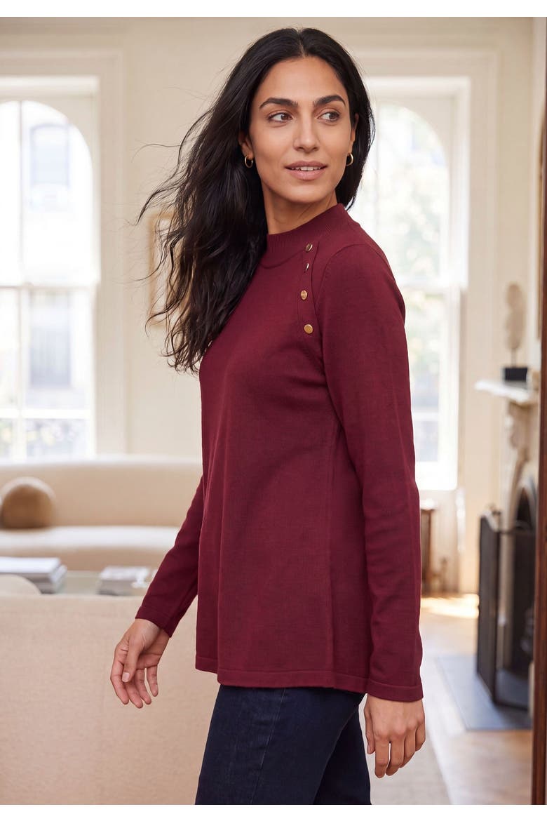 Cable Crewneck Sweater, Alternate, color, RICH BURGUNDY