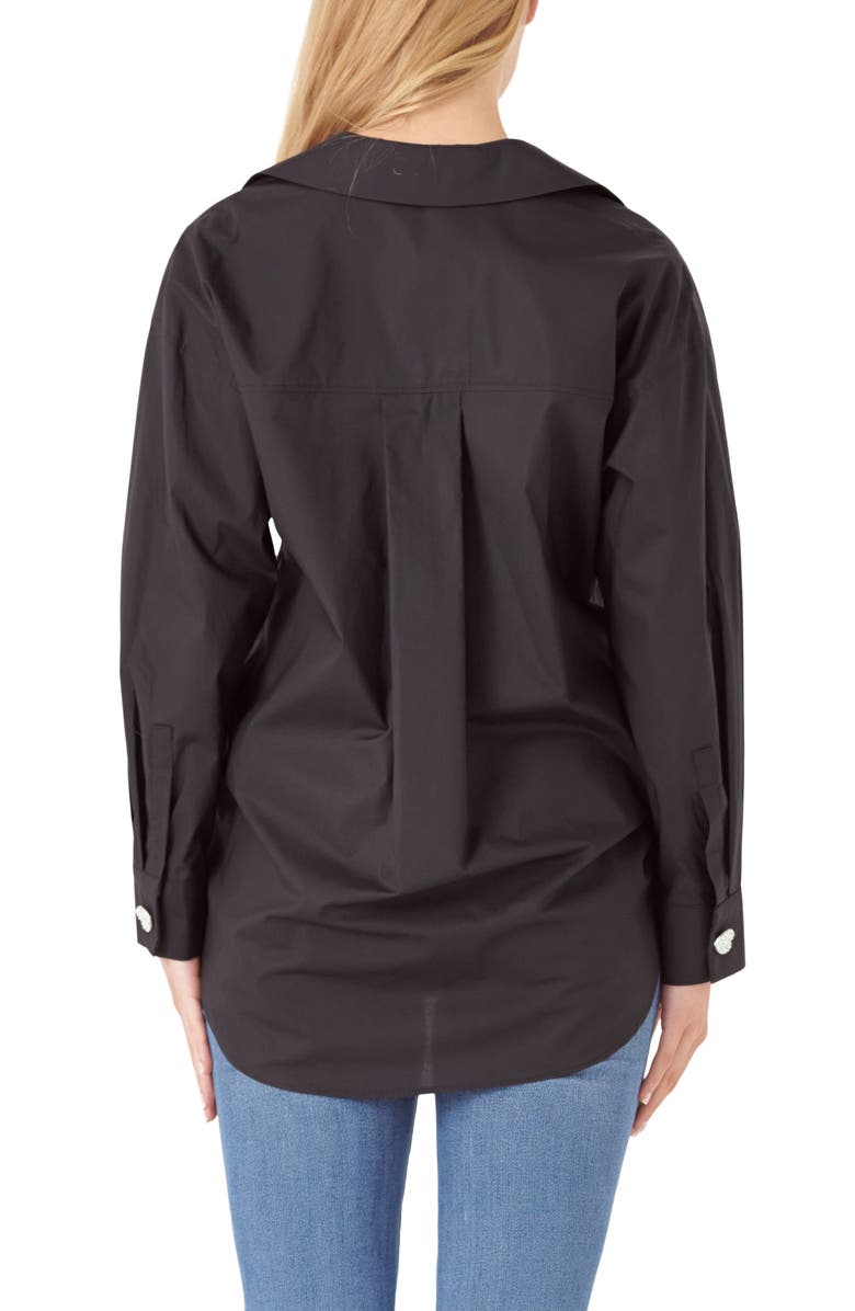 English Factory Oversize Cotton Button-Up Shirt, Alternate, color, 