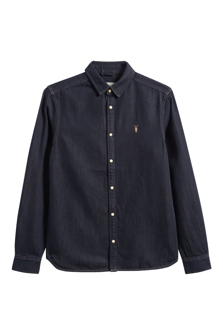 Gleason Cotton Blend Denim Shirt, Main, color, RINSE WASH INDIGO
