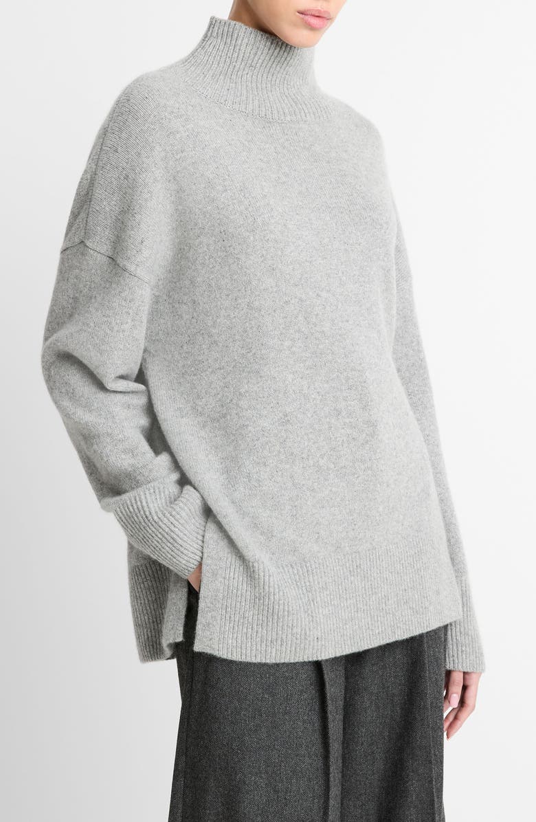 Vince Funnel Neck Wool & Cashmere Sweater, Alternate, color, Heather Silver Dust