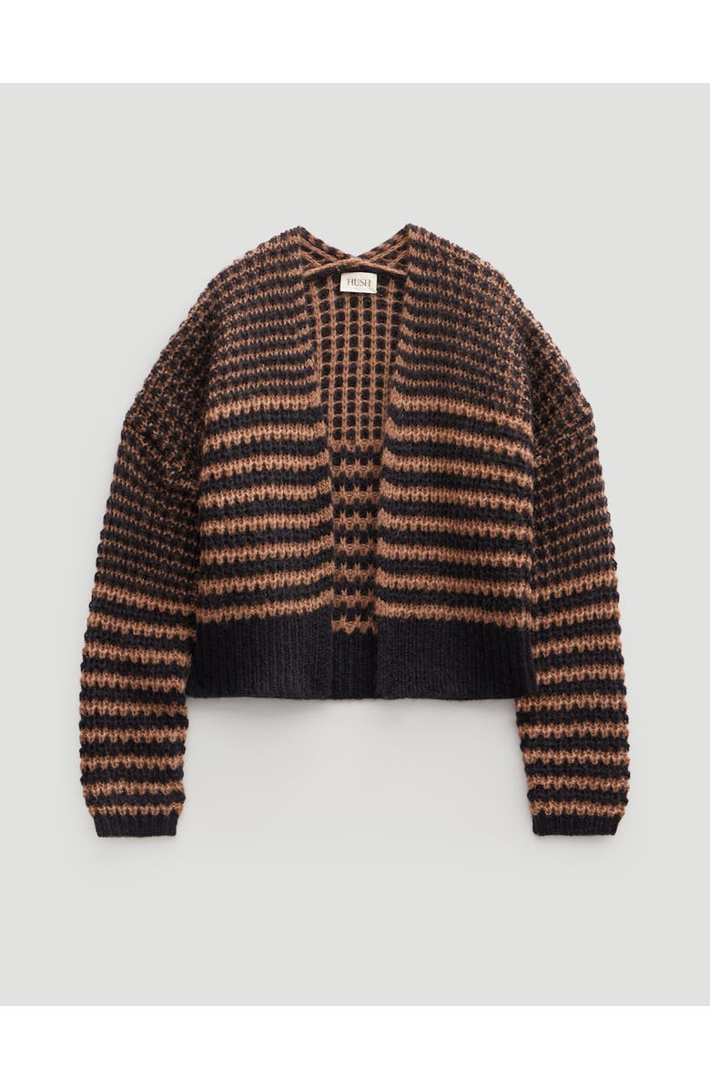 Hush Skye Wool Blend Stripe Cardigan, Alternate, color, Black/ Brown Stripe