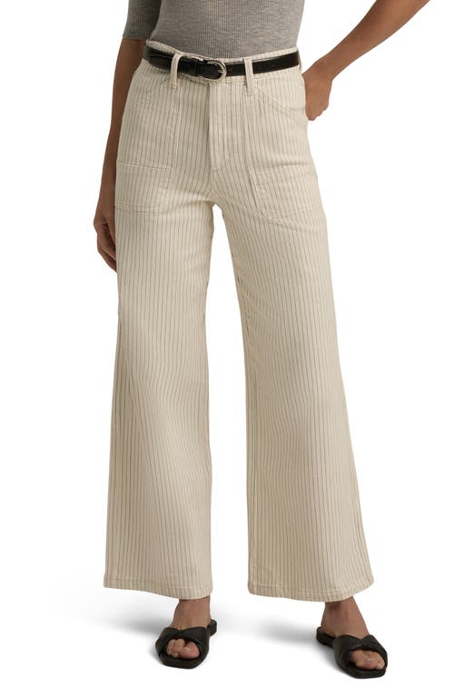 Favorite Daughter The Mischa Pinstripe Utility Wide Leg Jeans In Newport