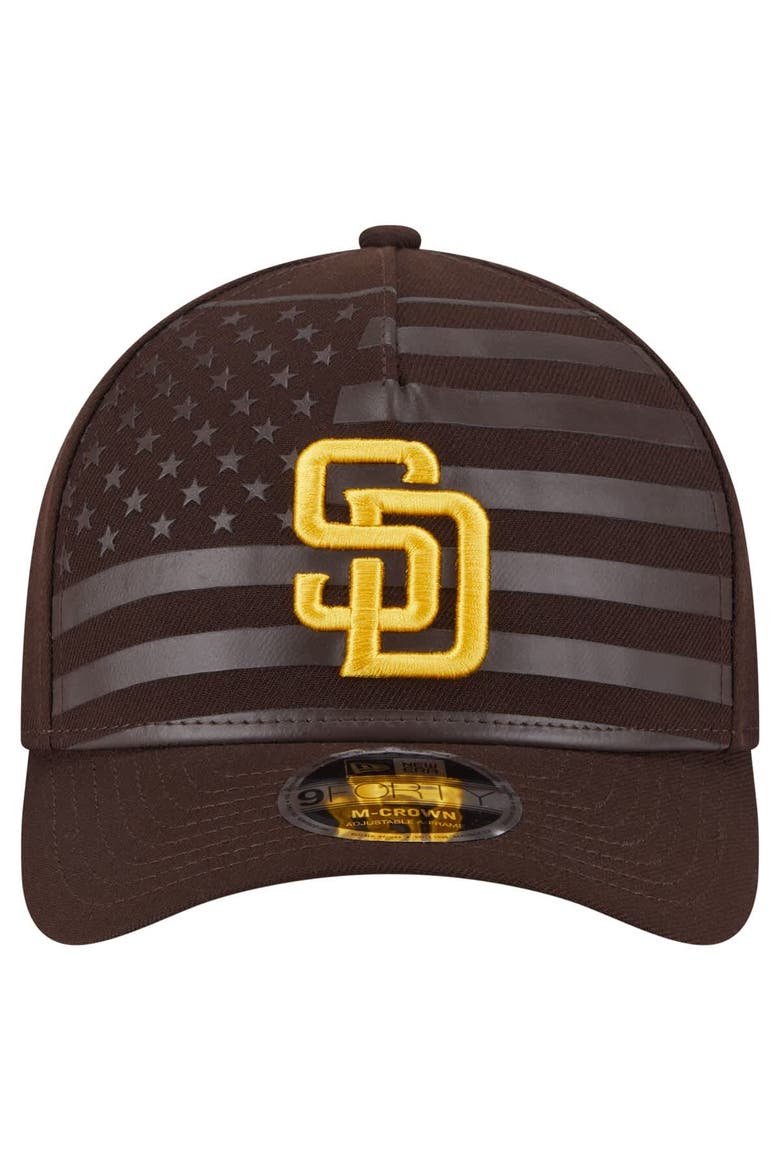 Men's New Era Brown San Diego Padres American Flag 9FORTY M-Crown A-Frame Adjustable Hat, Alternate, color, Brown