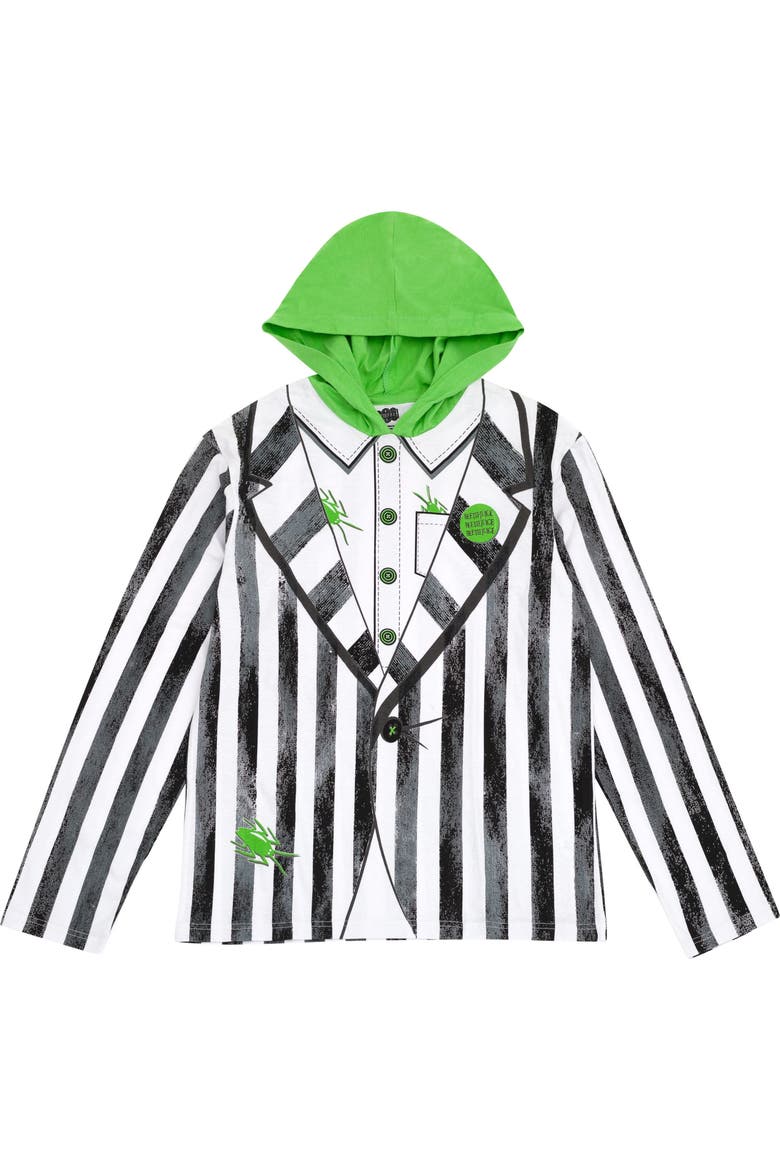 Pullover Hoodie, Main, color, White Black Stripe