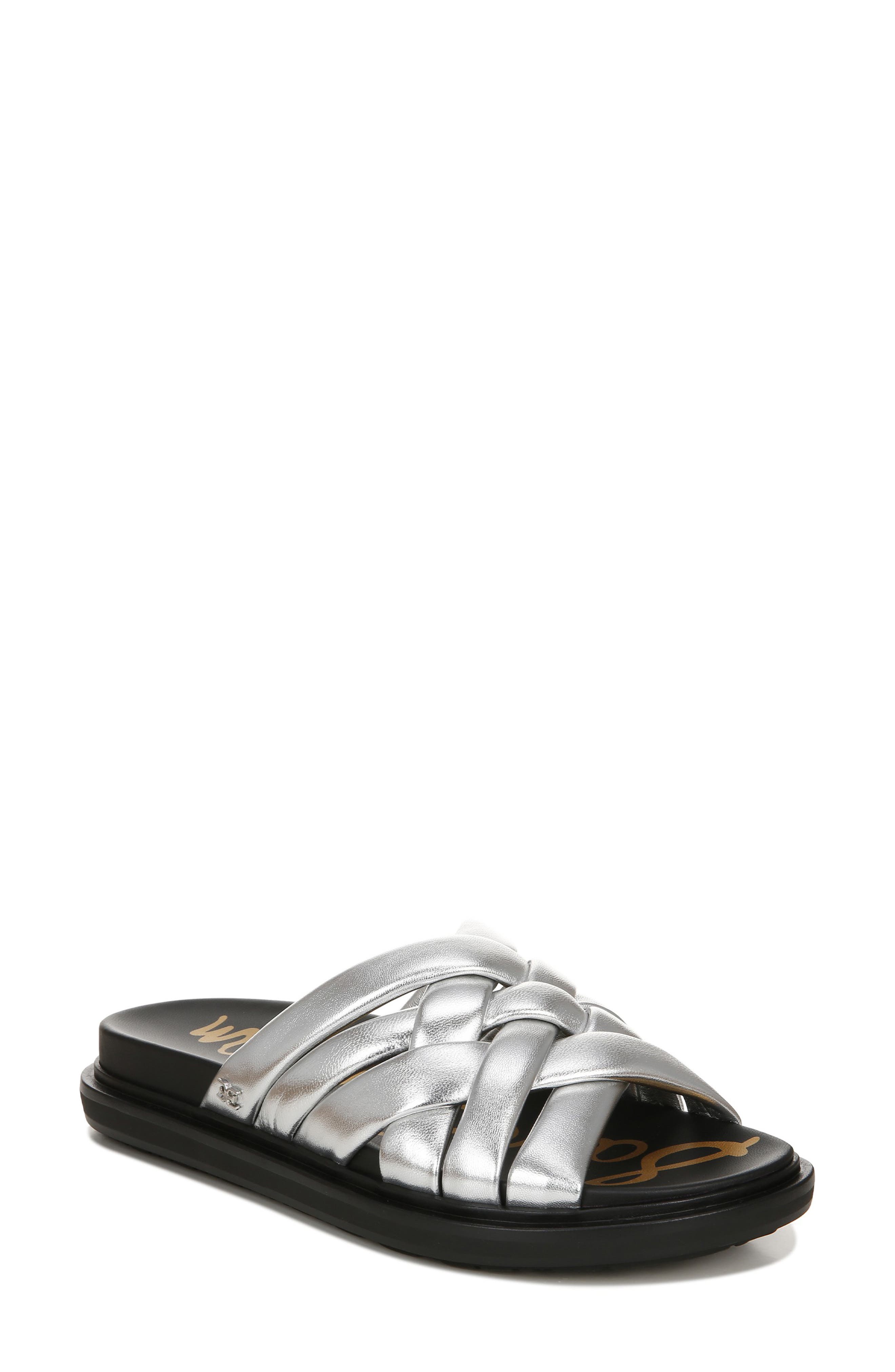 Vaugn Slide Sandal, Main, color, SOFT SILVER LEATHER