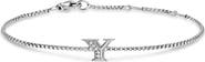 David Yurman Petite Pavé Initial Chain Bracelet in Sterling Silver with Diamonds