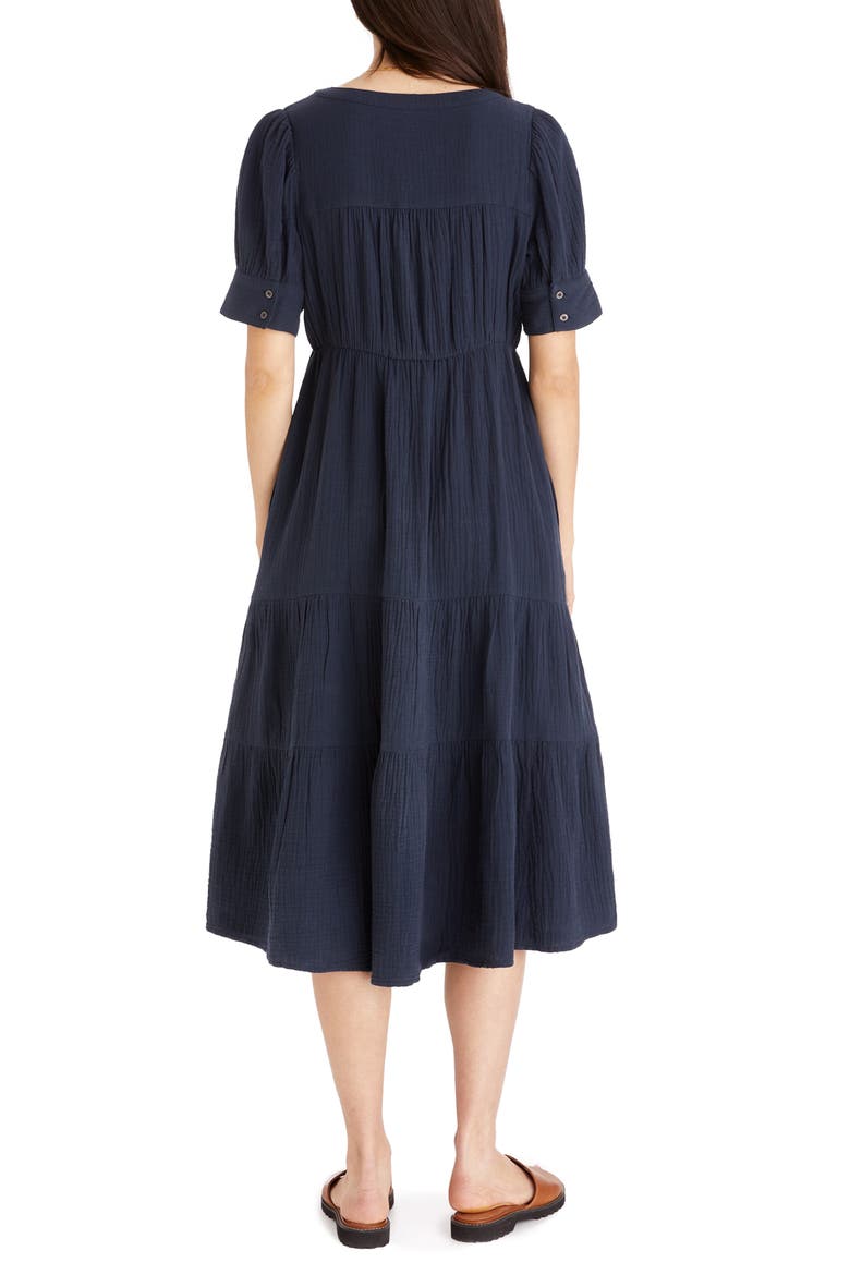 Lightspun Tiered Button Front Midi Dress, Alternate, color, DARK BALTIC