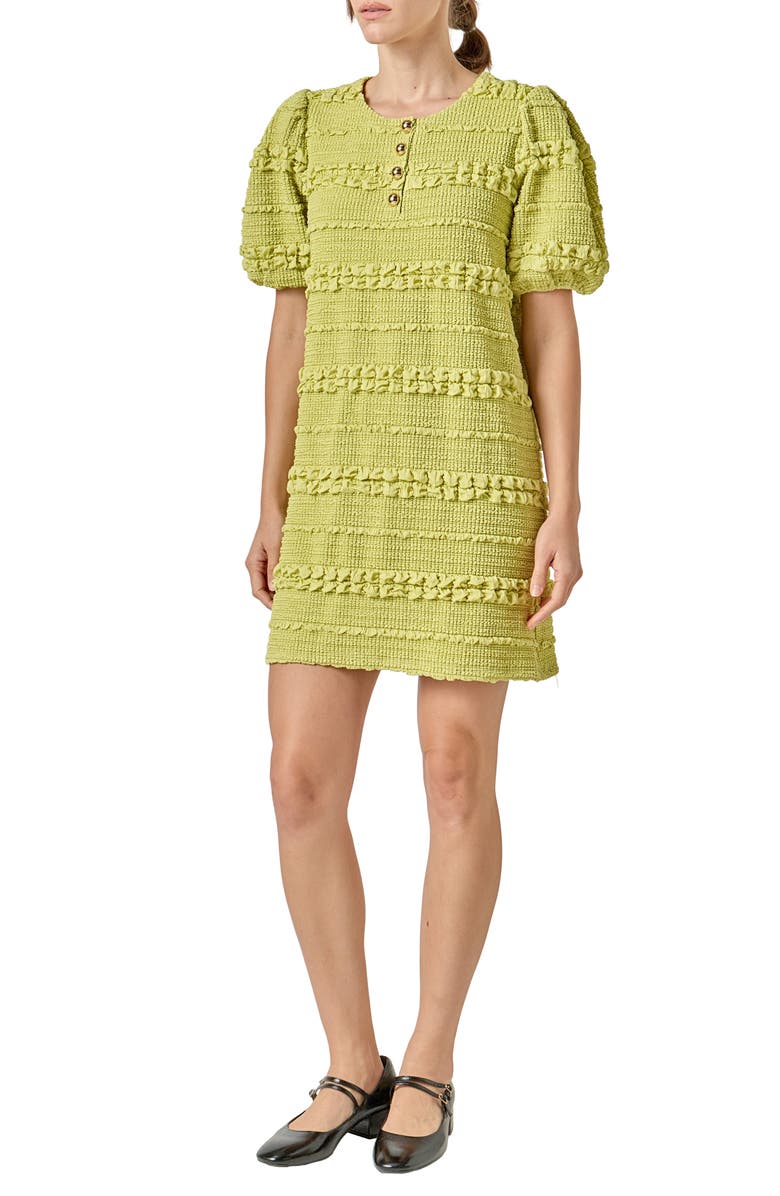 English Factory Smocked Minidress, Alternate, color, Pistachio