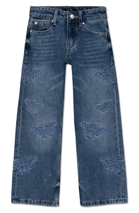 Kids' Mia Butterfly High Waist Wide Leg Jeans