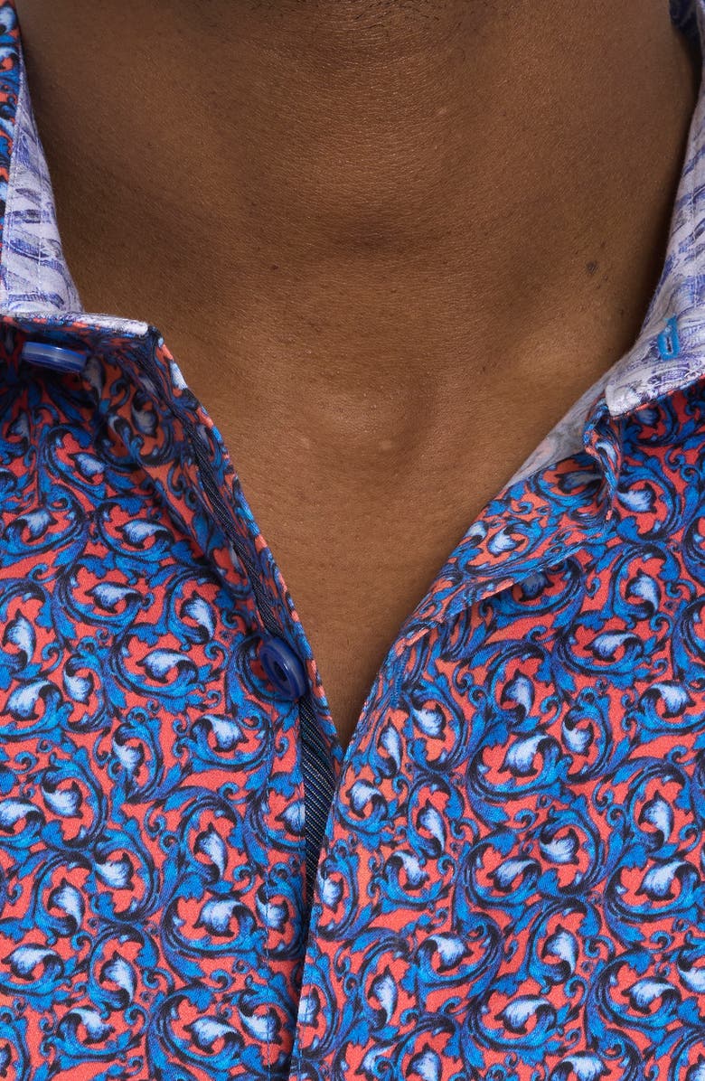 Robert Graham Golden Horn Stretch Button-Up Shirt, Alternate, color, Blue Multi
