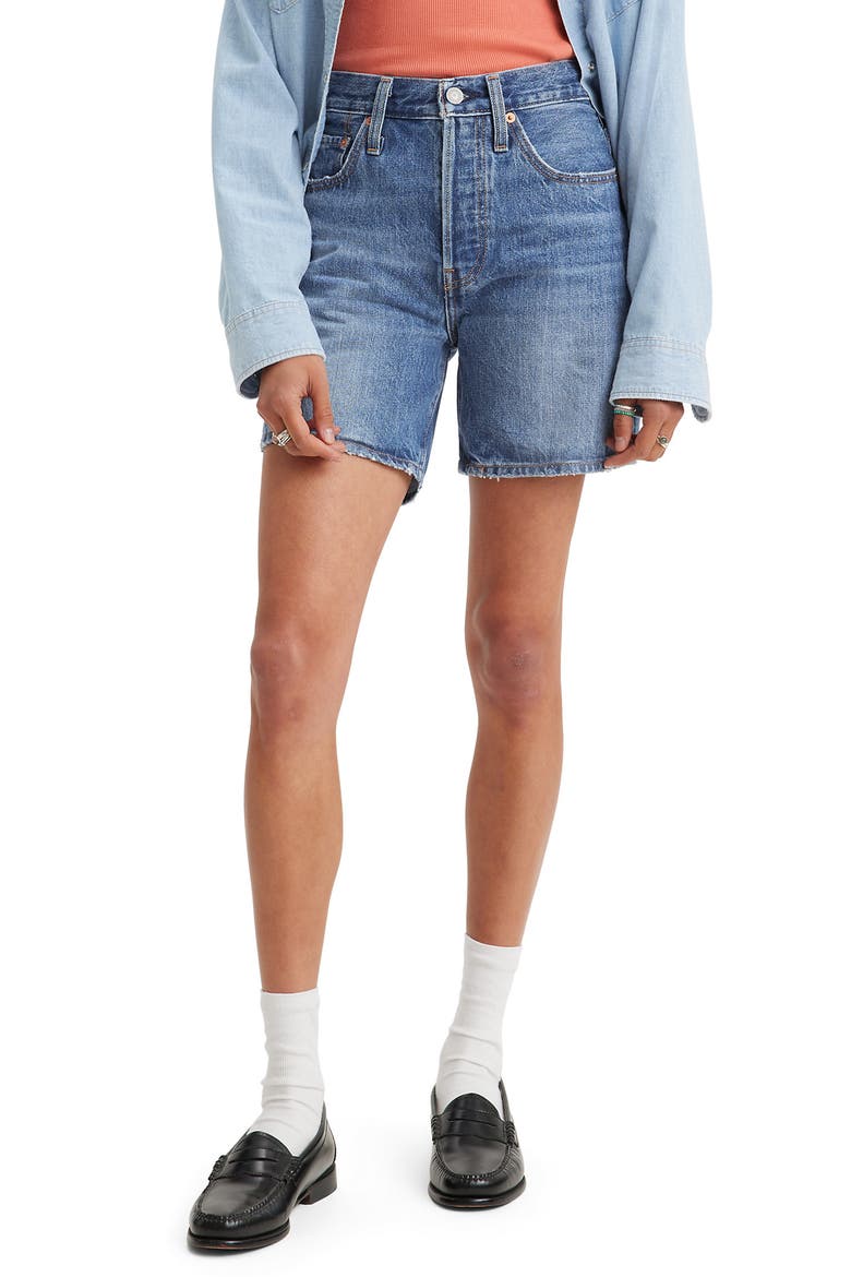 501® Mid Thigh Denim Shorts, Main, color, BLUE BEAUTY