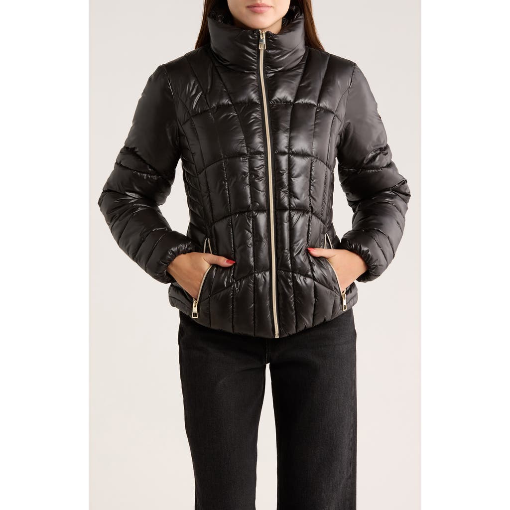 Bcbgeneration Zip Corset Puffer Jacket In Black