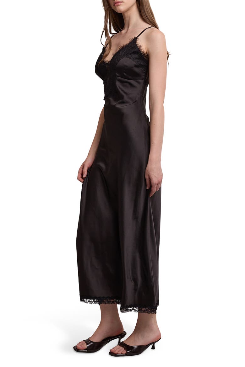 Lace Trim Sleeveless Mermaid Slipdress, Alternate, color, BLACK
