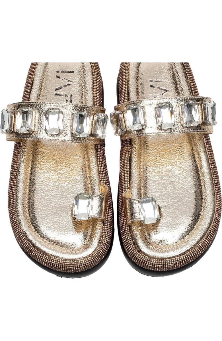 Prologue Shoes Evans Jeweled Platform Sandal, Alternate, color, Gold Faux Leather