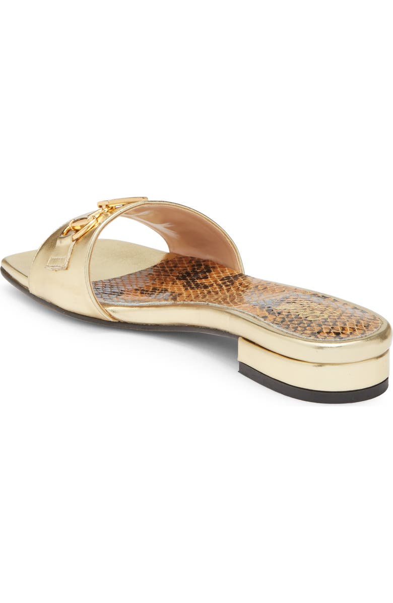 Roberto Cavalli Flat Slide Sandal, Alternate, color, Gold