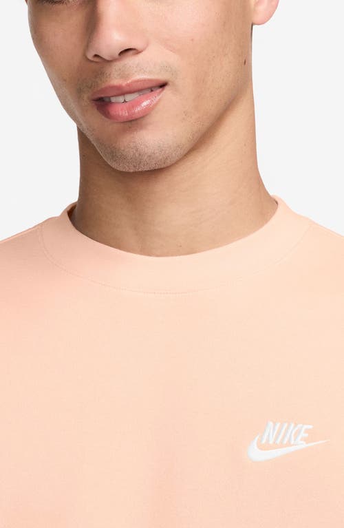 Nike Club Crewneck Sweatshirt In Washed Coral/white