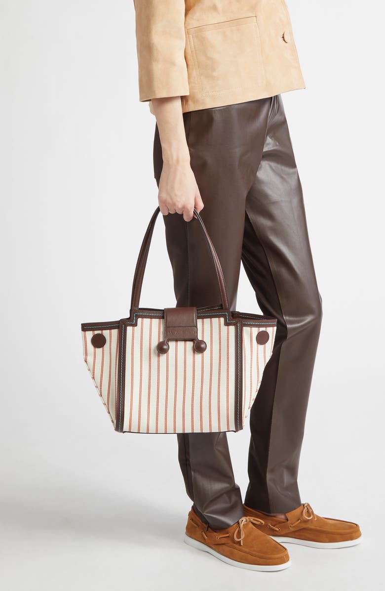 Marni Mini Riviera Stripe Tote, Alternate, color, White Comb