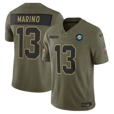 Men's Nike Dan Marino Olive Miami Dolphins 2025 Salute to Service Retired Limited Jersey