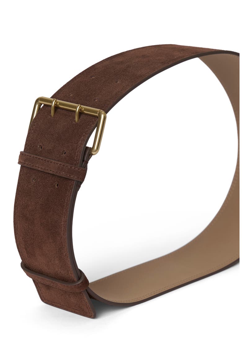 Luella Suede Belt, Alternate, color, CHOCOLATE BRASS