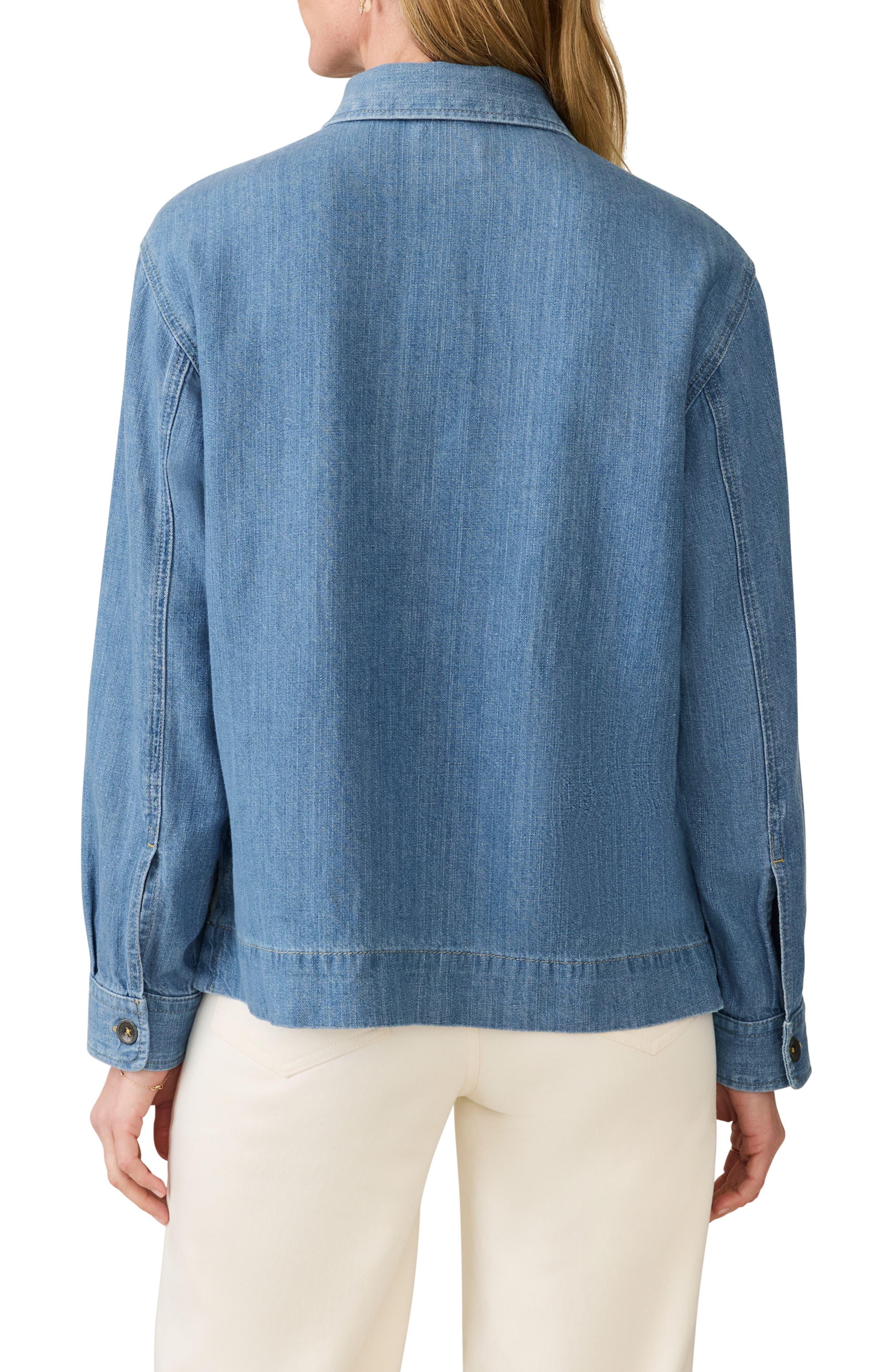 Oceanview Organic Cotton & Linen Denim Popover Top - image 2
