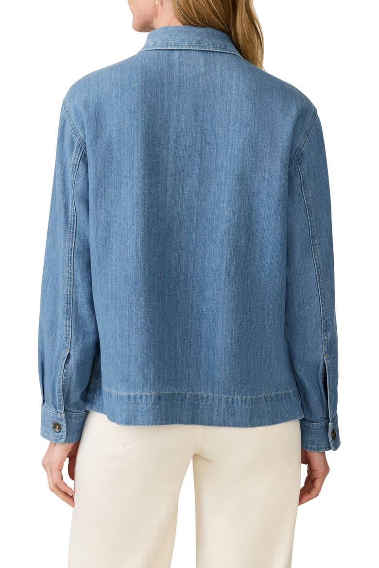 Oceanview Organic Cotton & Linen Denim Popover Top, Alternate, color, COASTAL CLOUD WASH