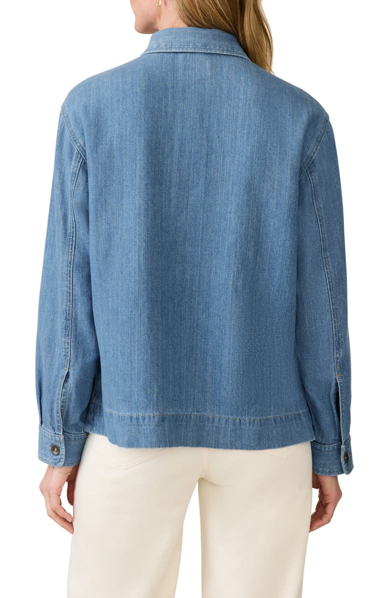 Faherty Oceanview Organic Cotton & Linen Denim Popover Top, Alternate, color, Coastal Cloud Wash
