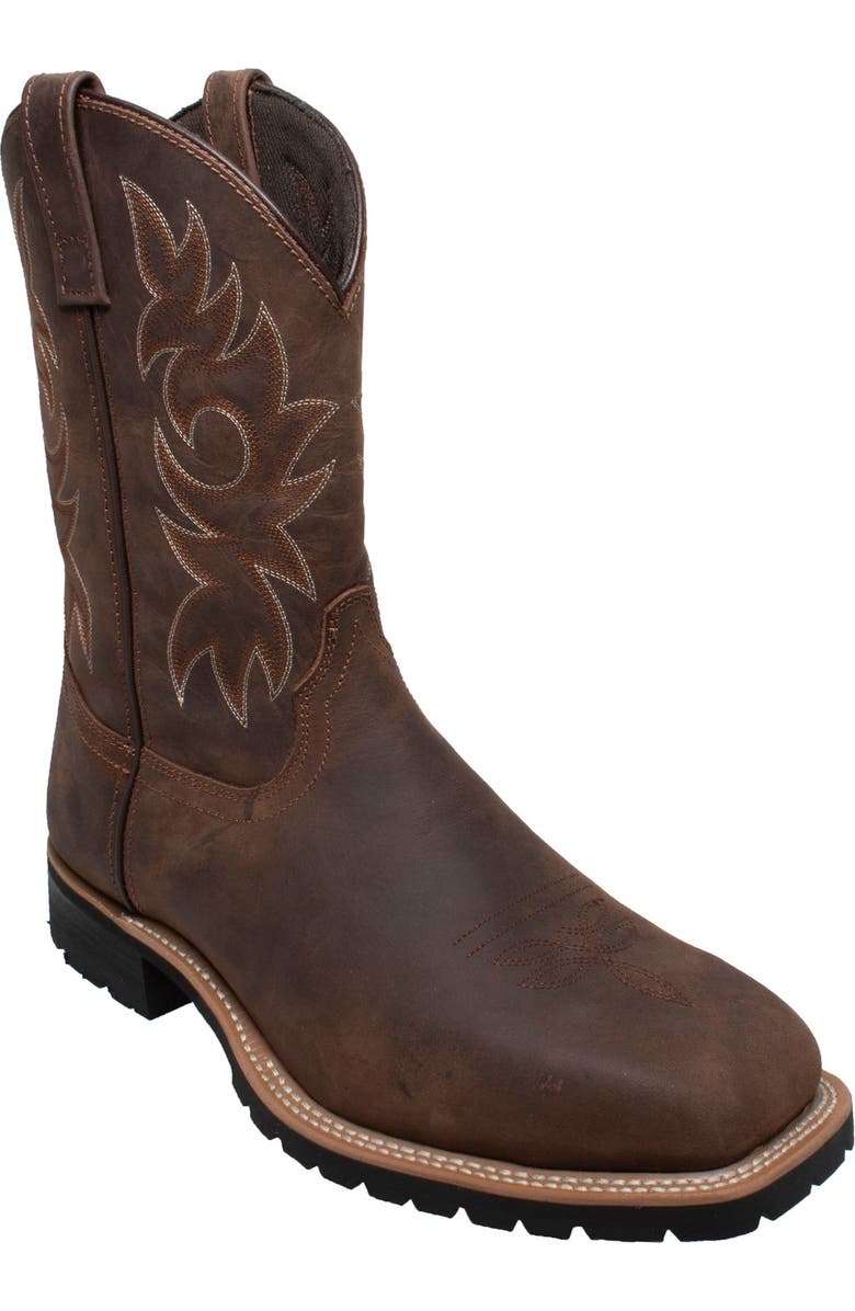 AdTec 12" Steel Toe Work Western Boots, Main, color, Dark Brown
