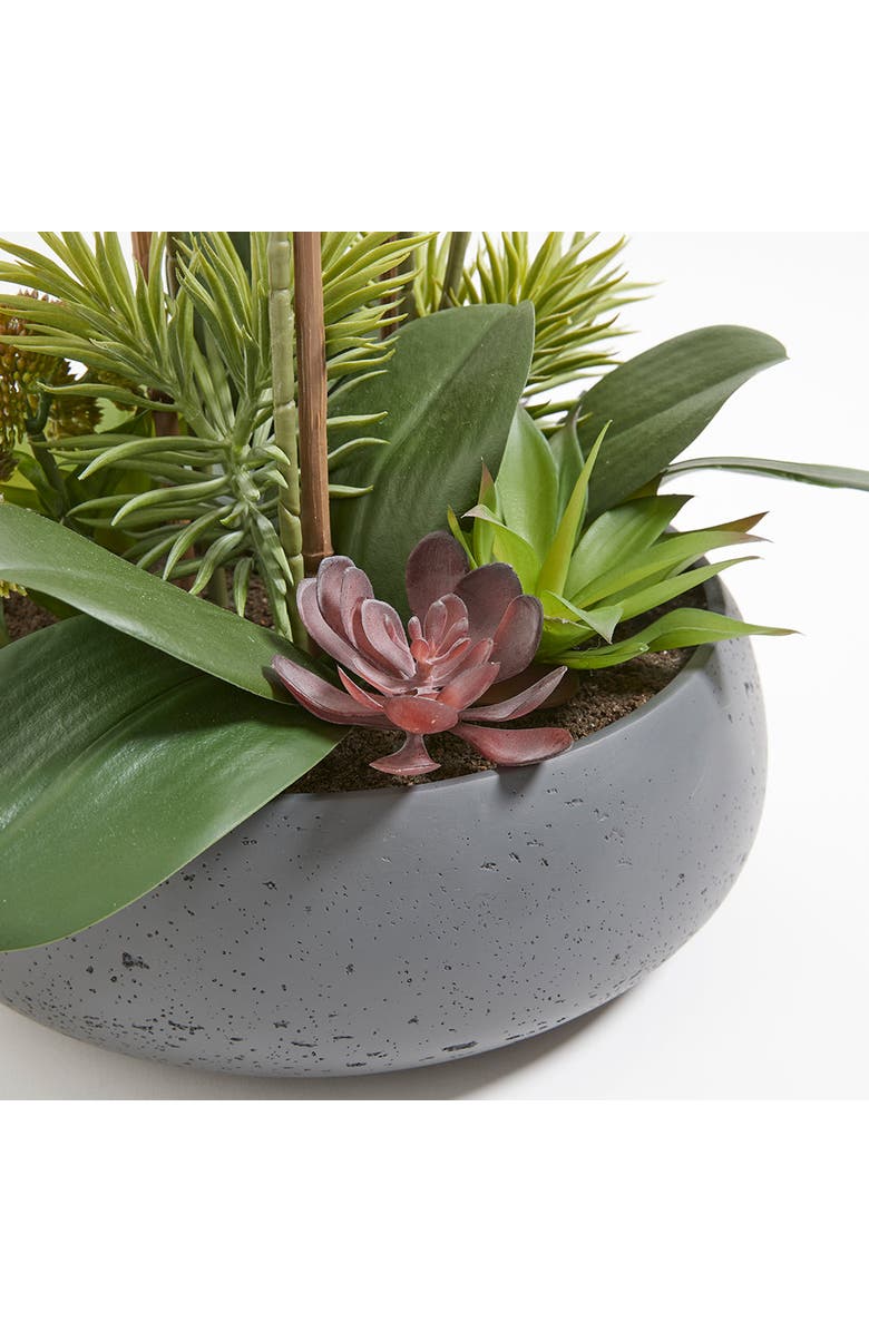 CG Hunter Artificial Orchid with Succulents, Alternate, color, White, Green, Grey
