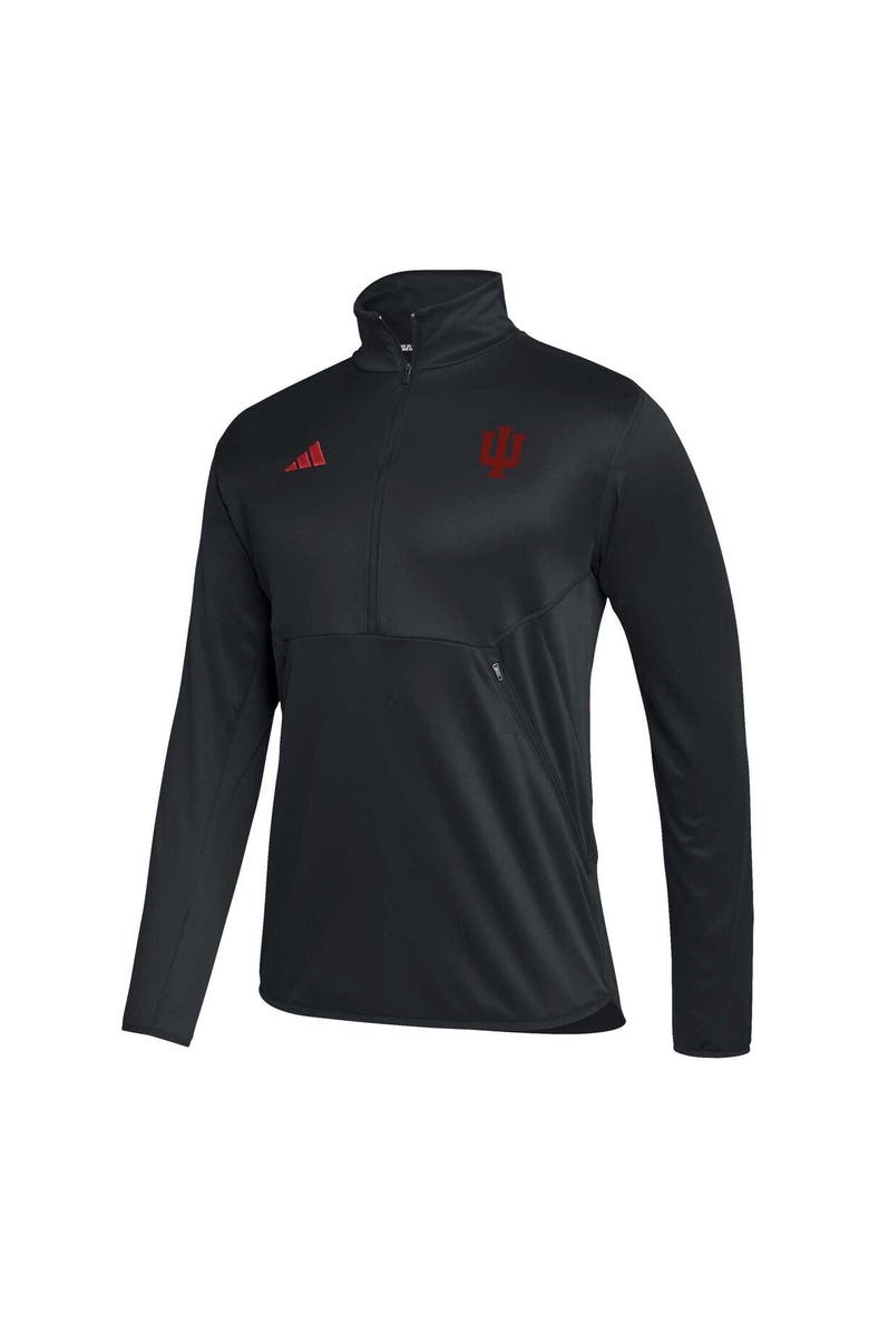 adidas Men's adidas Black Indiana Hoosiers 2023 Sideline AEROREADY Half-Zip Top, Alternate, color,