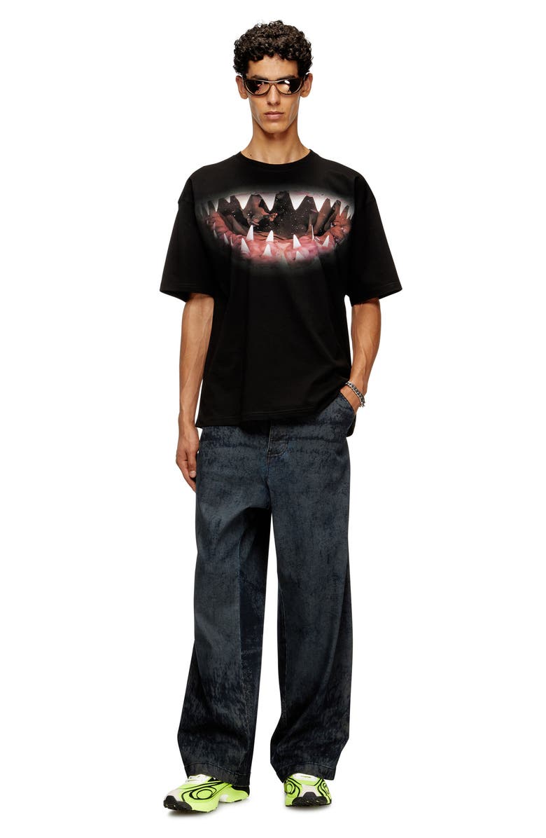 DIESEL<sup>®</sup> Shark Teeth Cotton Graphic T-Shirt, Alternate, color, Deep/Black