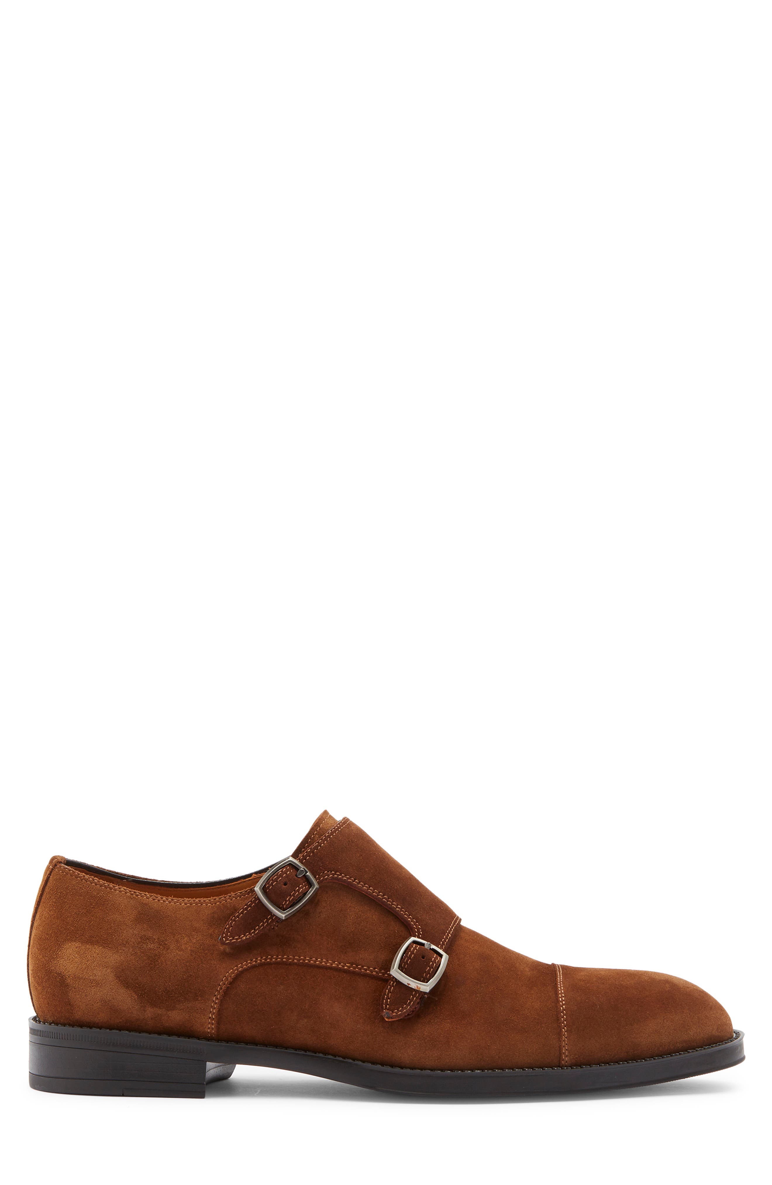 Magnanni Franklyn Monk Strap Shoe, Alternate, color, Cognac Suede