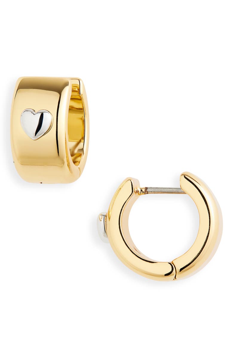 Kate Spade New York heartful huggie hoop earrings, Main, color, Gold/ Silver