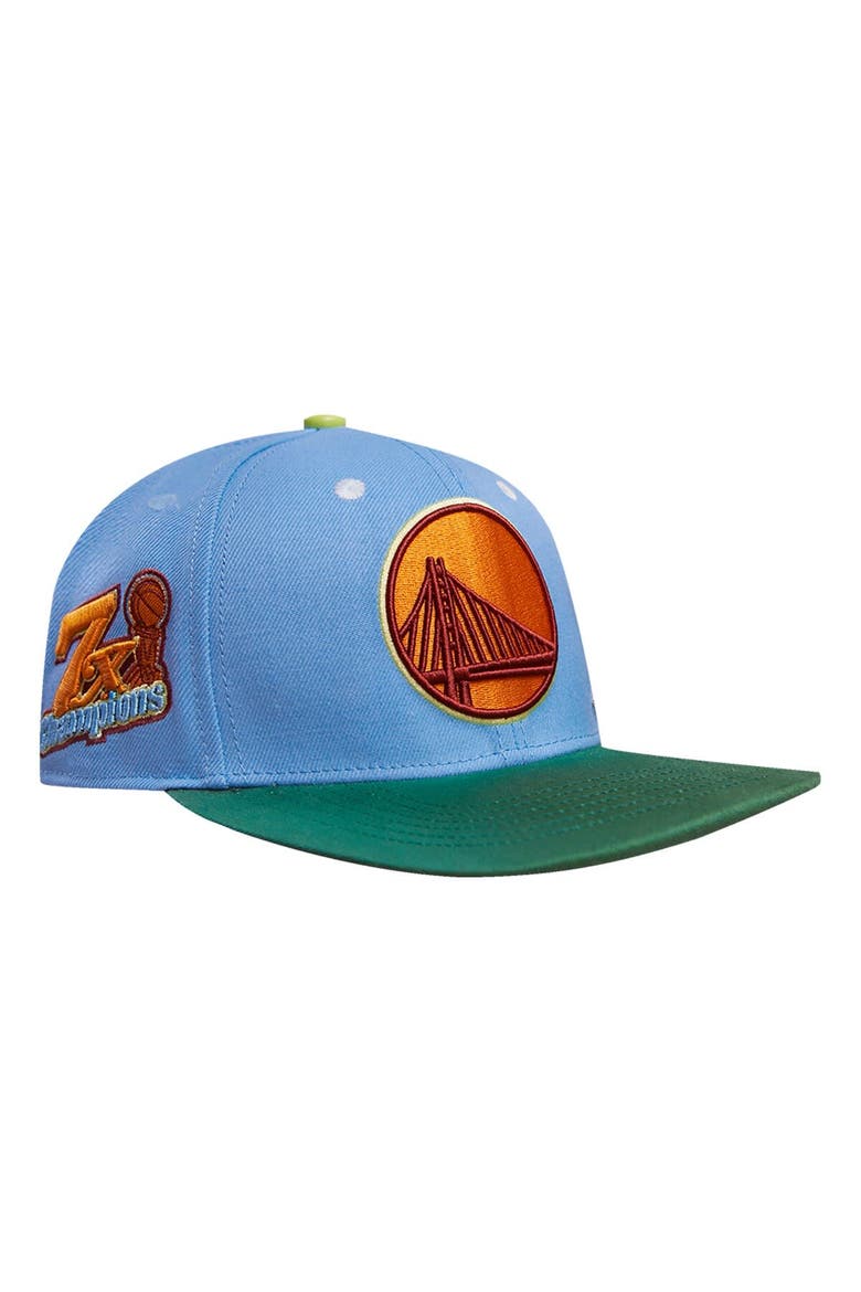 Men's Pro Standard Light Blue/Green Golden State Warriors Retro Program 2-Tone Snapback Hat, Main, color, Light Blue